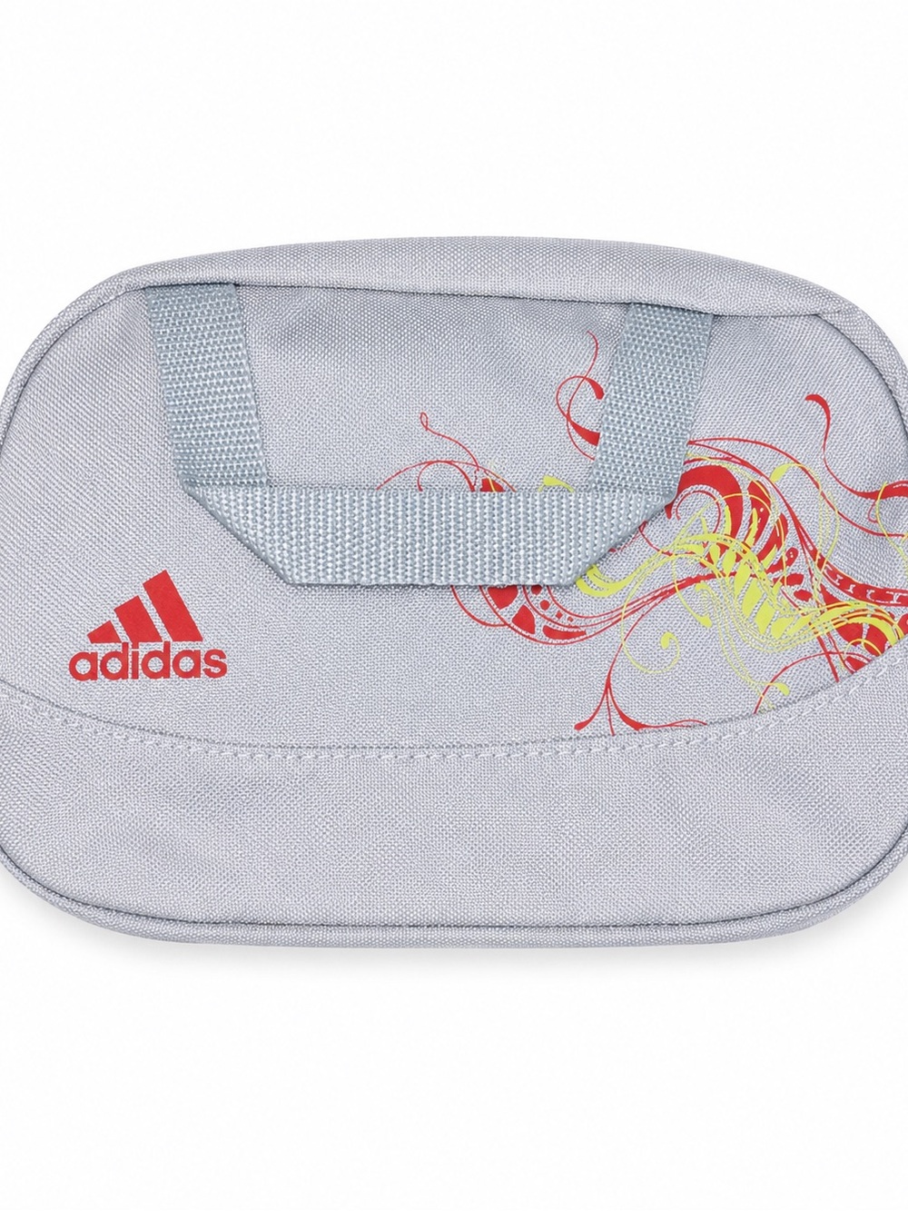 adidas Vintage Light Gray Pouch with Red Logo and Yellow Swirl